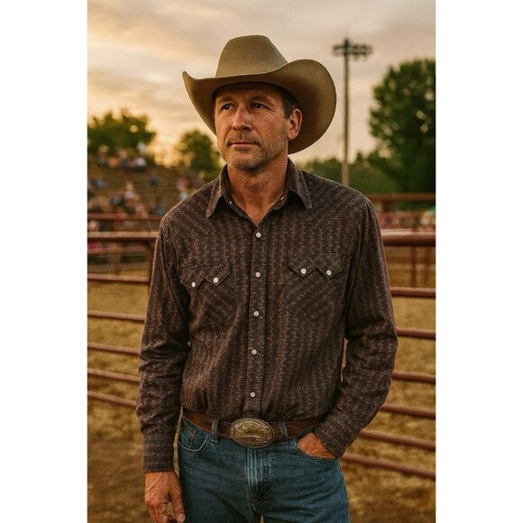 Vintage Panhandle Slim Western Shirt Pearl Snaps Shirt Medium - Picture 1 of 7